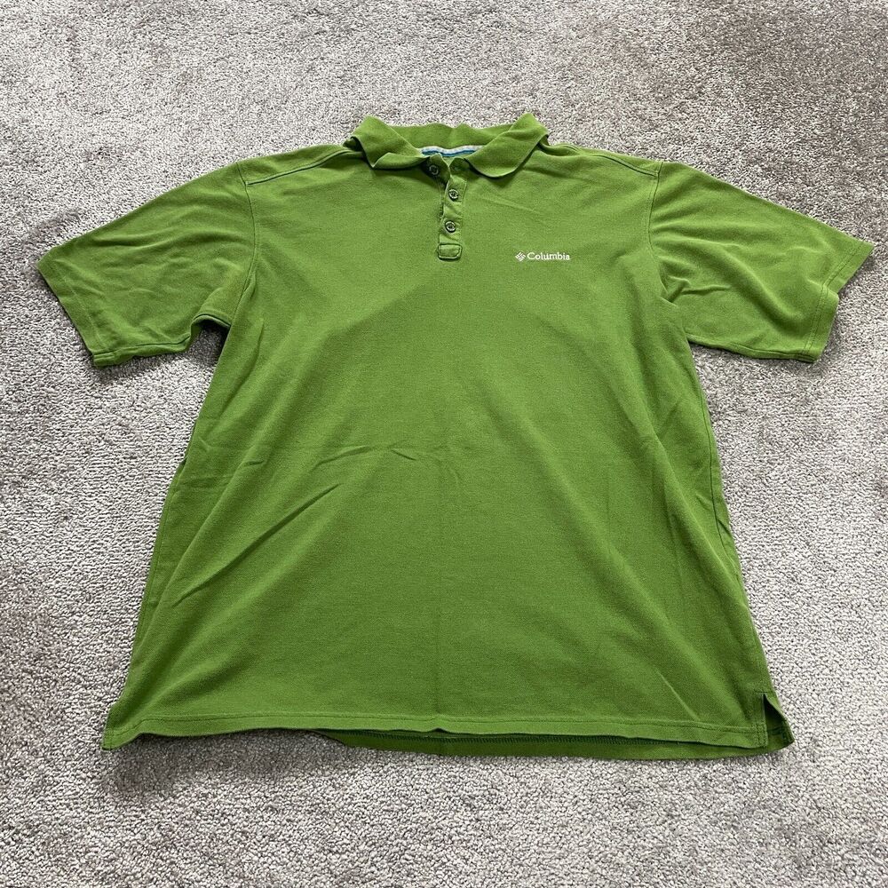 Columbia Omni Wick Polo Shirt Mens Large Apple Green Short Sleeve Casual Outdoor